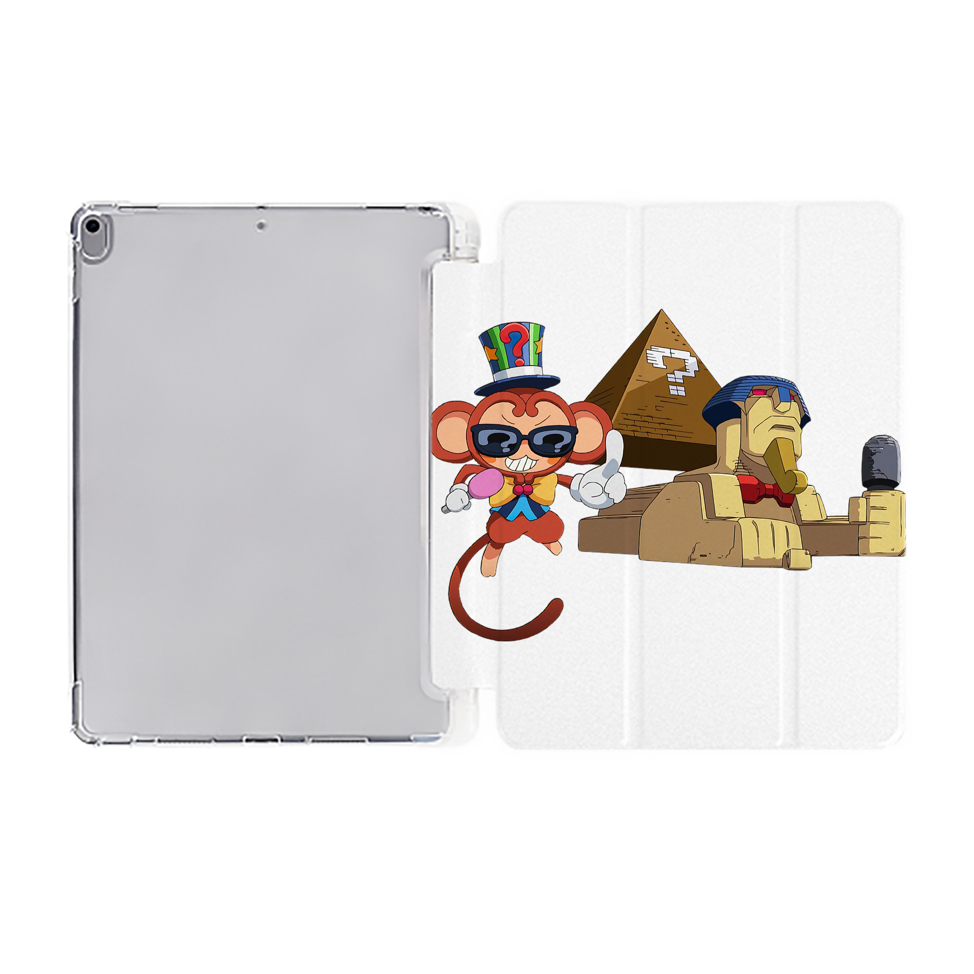 （画像用） 遊☆戯☆王 Yu-Gi-Oh! IPad ケース ペン収納付き 三つ折りスタンド PUレザー×シリコン 対応機種9.5/10.5/10.9インチ